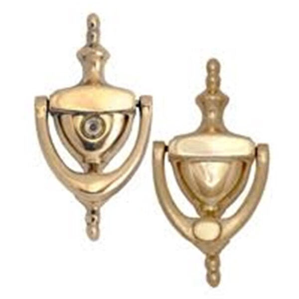 Camp Usa 6 in. Lifetime Polished Brass Traditional Door Knocker with Eyeviewer CA2531826 - main